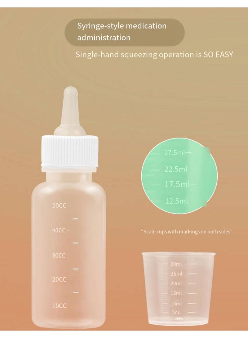 مجموعة تغذية الحيوانات الأليفة مع مزيج من الزجاجة والمحقنة، وحدة تغذية الأدوية للقطط الصغيرة والجراء لمنع الاختناق - Image 4